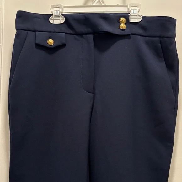 Veronica Beard Navy Trousers with Gold Buttons - Picture 2 of 13